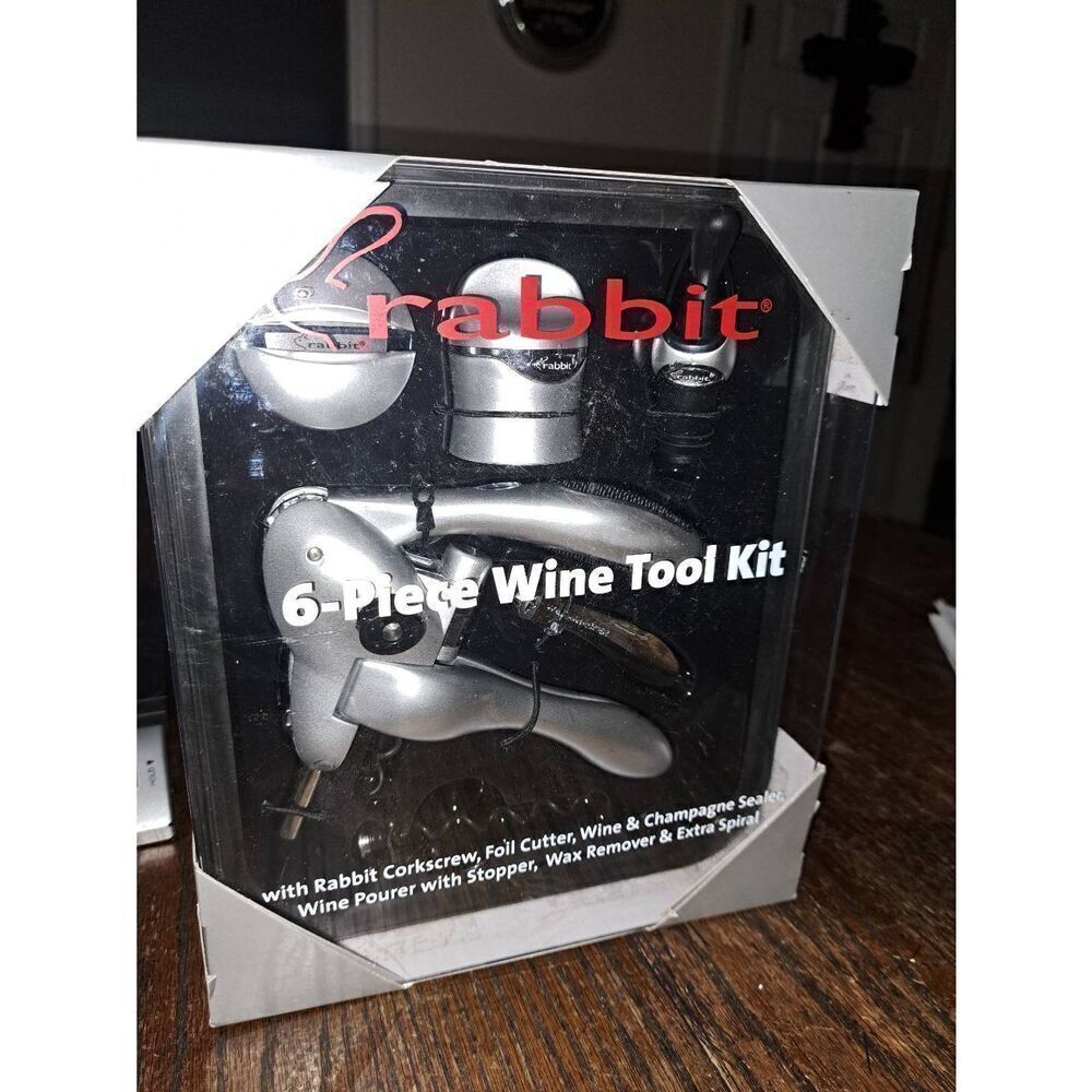 New Rabbit Wine Tool Kit Corkscrew Foil Cutter Sealer Pourer Spiral Wax Remover